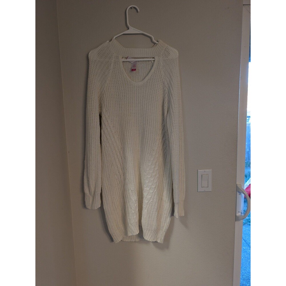 No Boundaries Cream Chunky Knit Sweater Dress - Size XL (Juniors 15-17)